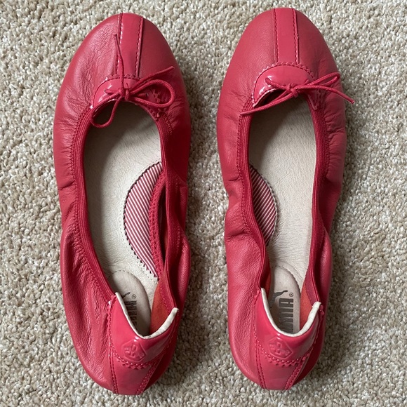 Puma Red Leather Ballet Flats Size 6.5